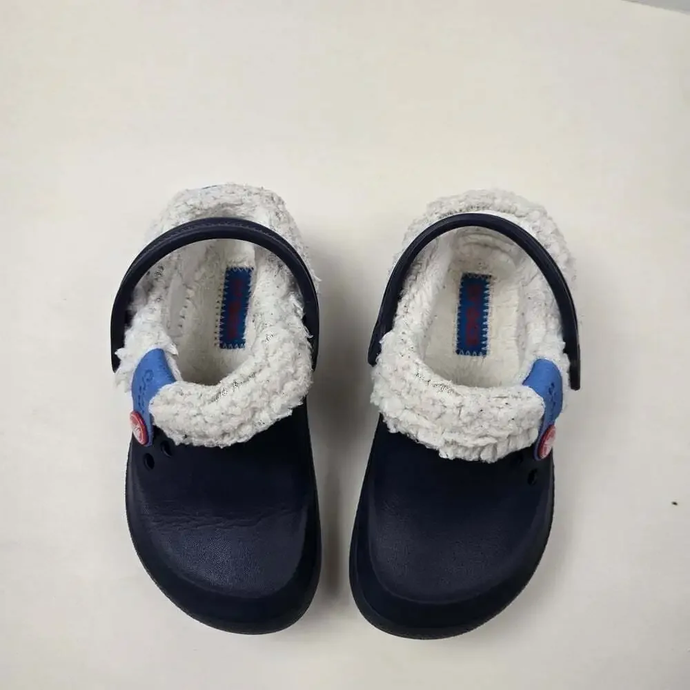 Crocs Fleece Lined Blitzen II Clogs Size C11 Little Kids Navy Blue Water Shoes